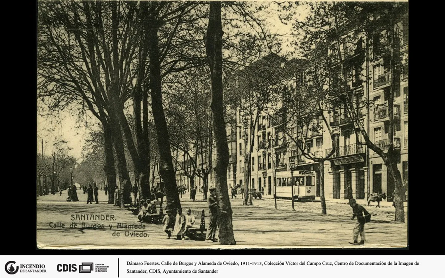 Dámaso Fuertes. Calle de Burgos y Alameda de Oviedo, 1911-1913, Colección Víctor del Campo Cruz, Centro de Documentación de la Imagen de Santander, CDIS, Ayuntamiento de Santander