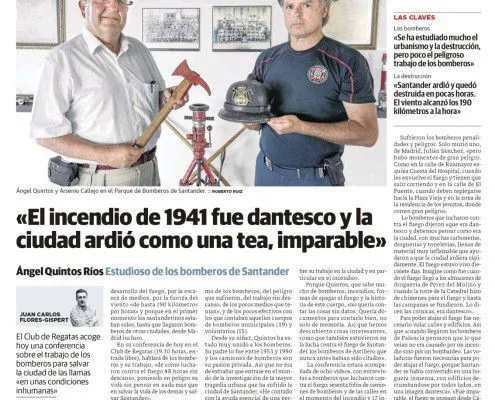 Entrevista a Ángel Quintos sobre el incendio de Santander en El Diario Montañés.